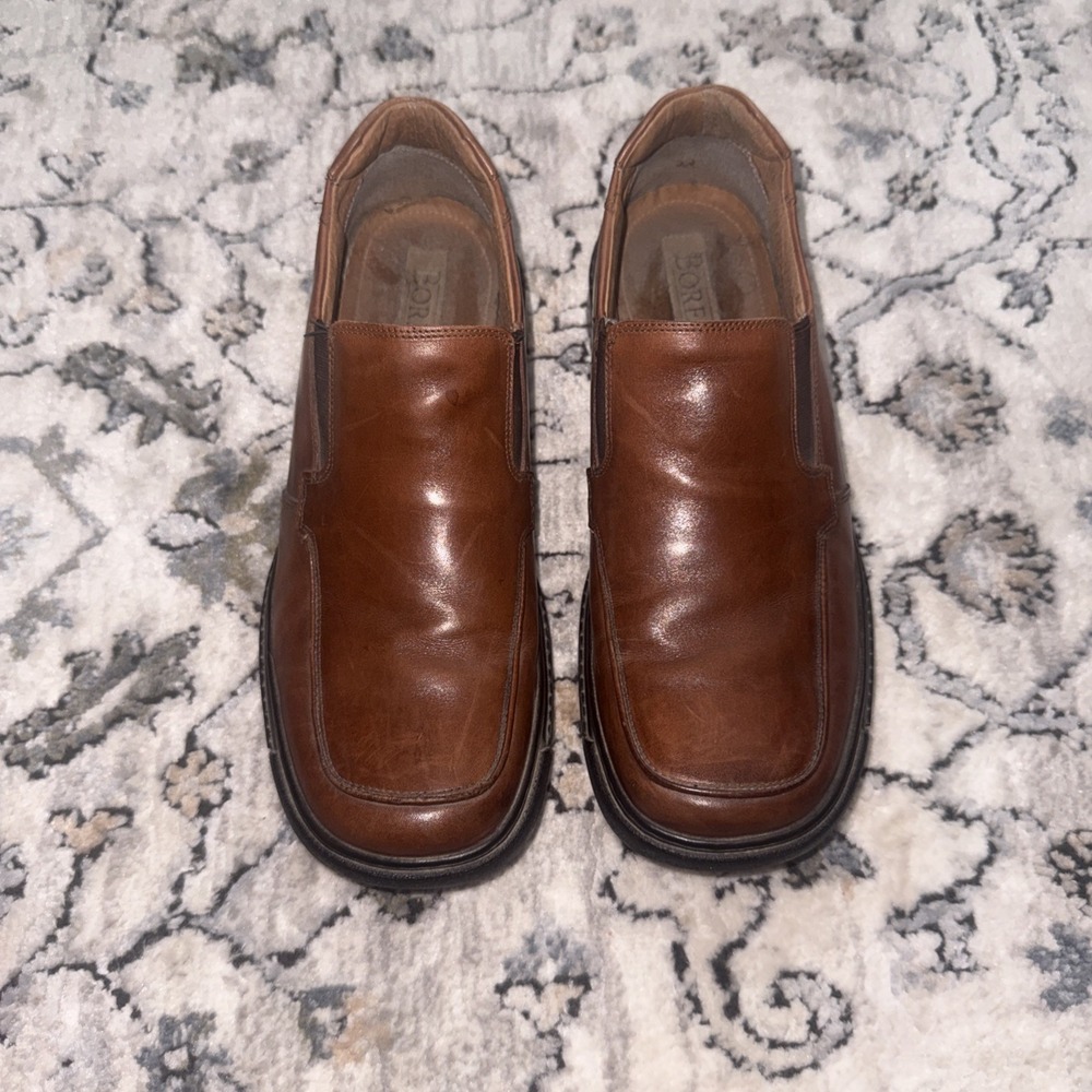 Borelli  Brown Square Toe Loafers Men's Dress Slip-On Shoes Size 11